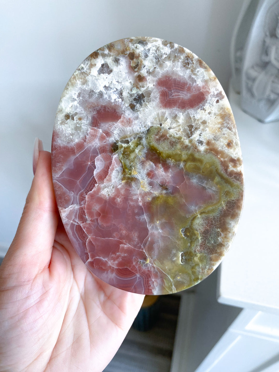Unique Pink and Green Onyx Shallow Dish
