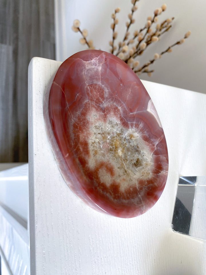 Unique Pink and Green Onyx Shallow Dish