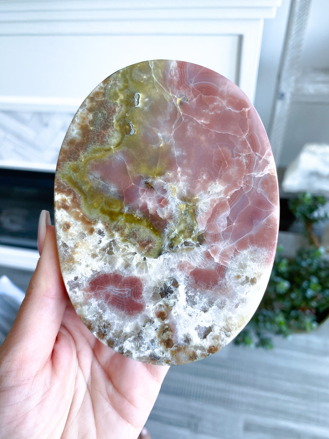 Unique Pink and Green Onyx Shallow Dish