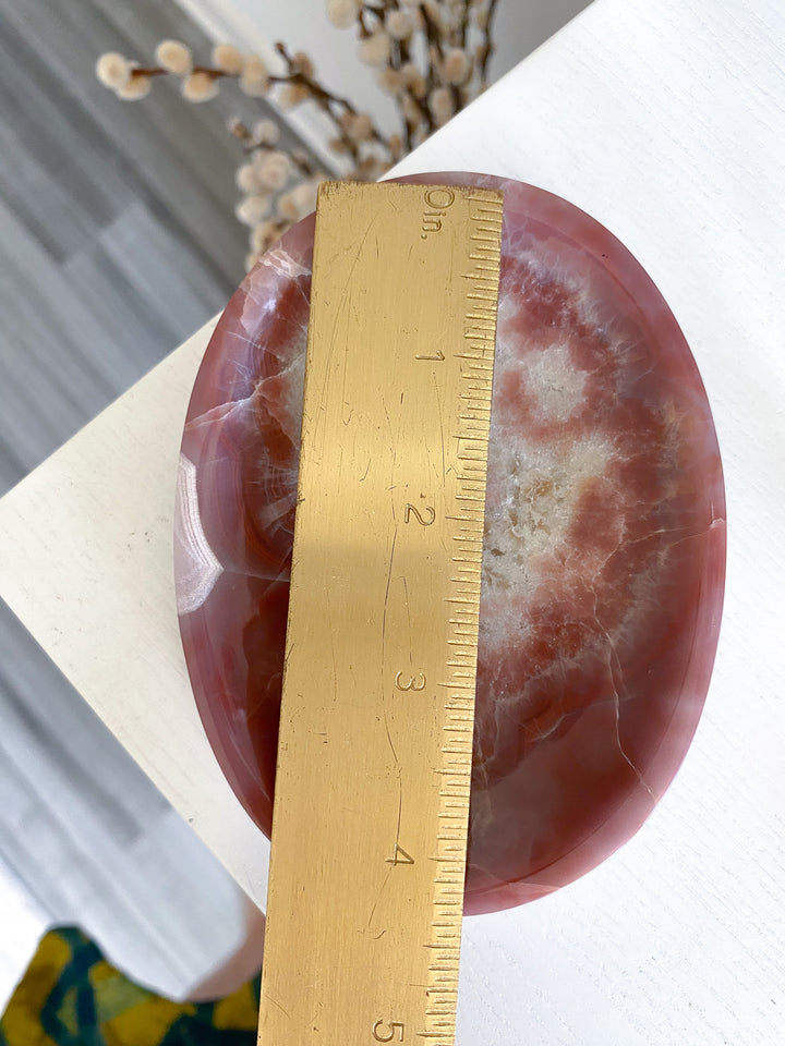 Unique Pink and Green Onyx Shallow Dish