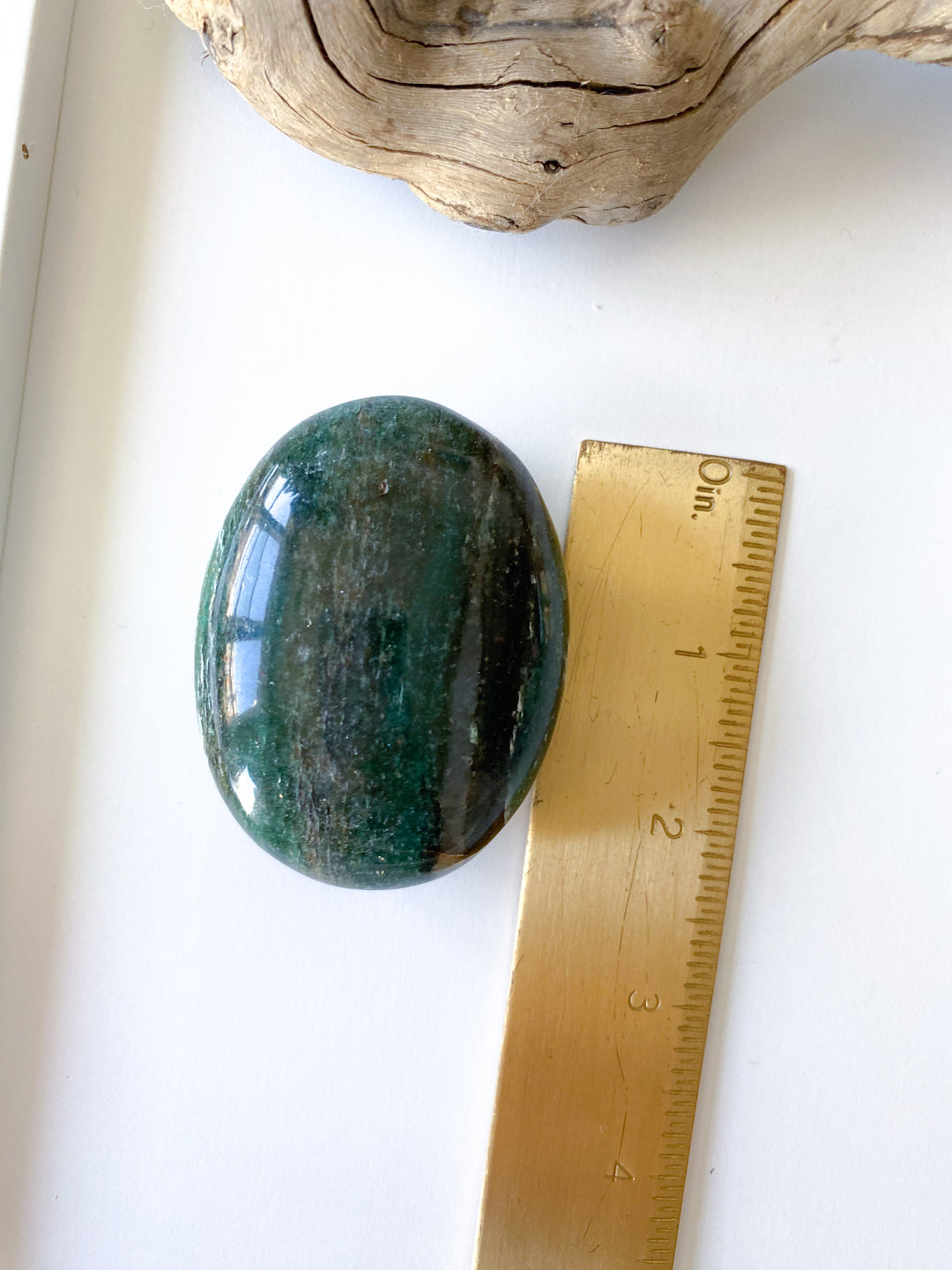 Stripey Dark Green Aventurine & Quartz Palm Stone - Get Exact Palm