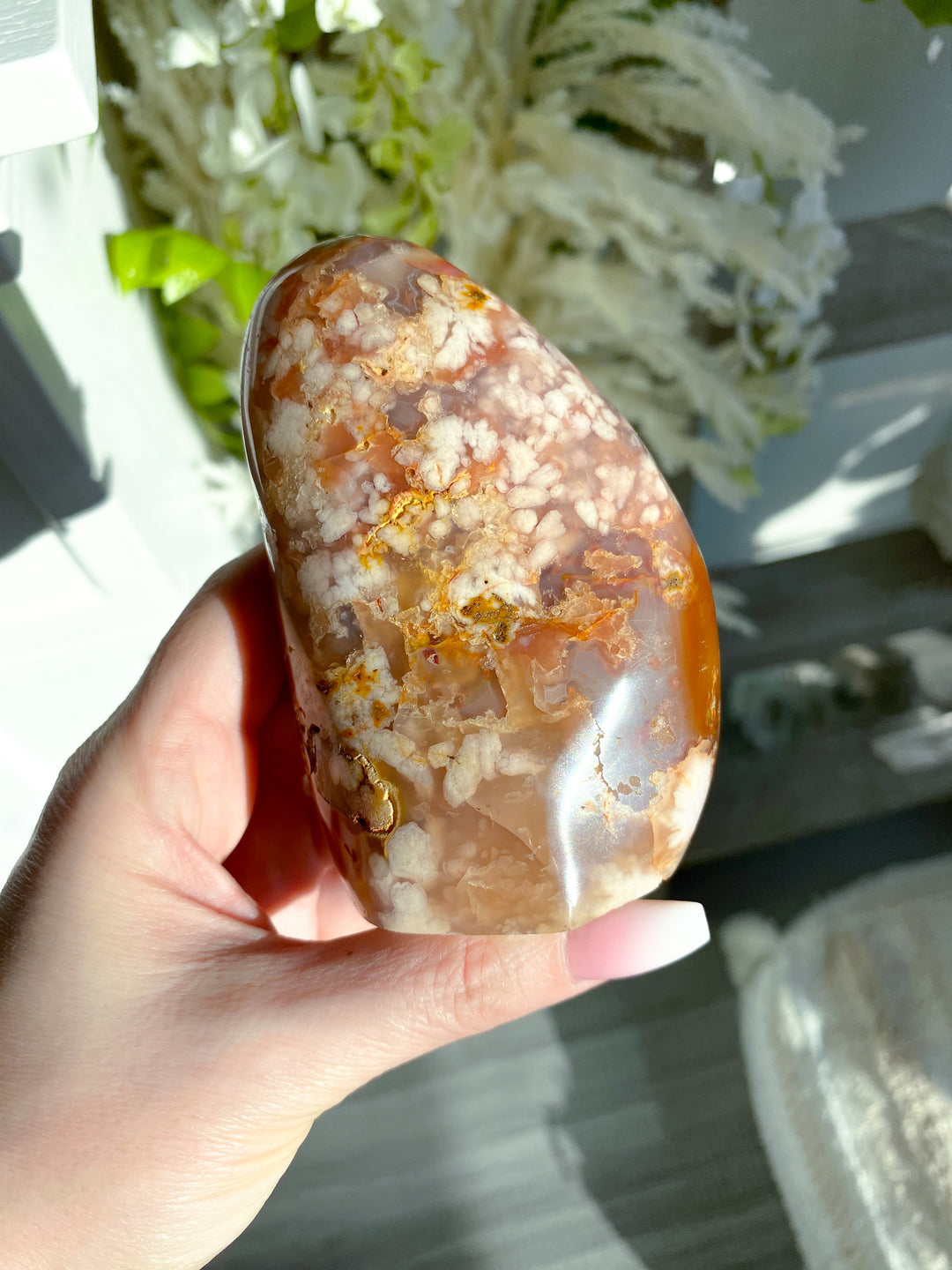 Pink, Red Flower Agate Freeform #10