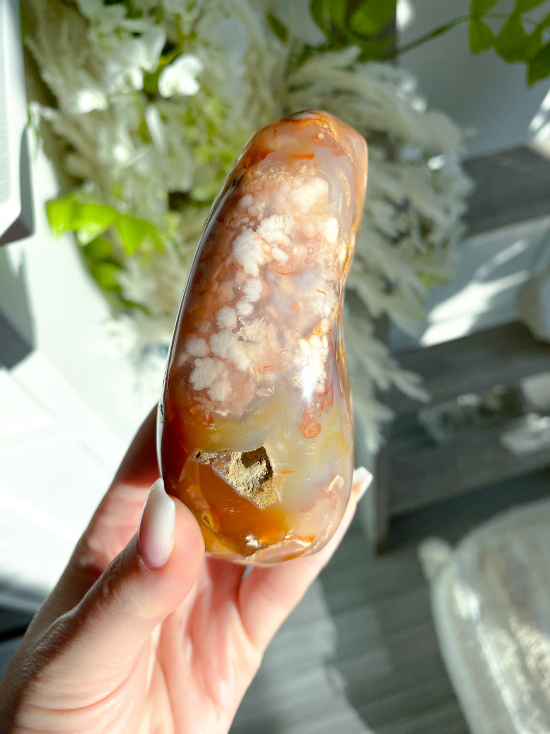 Pink, Red Flower Agate Freeform #10