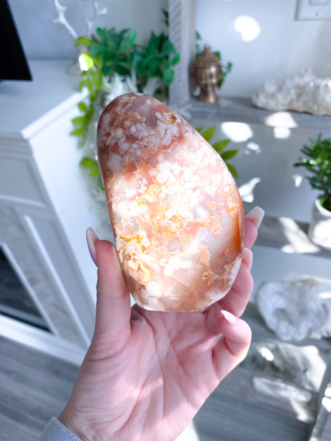 Pink, Red Flower Agate Freeform #10