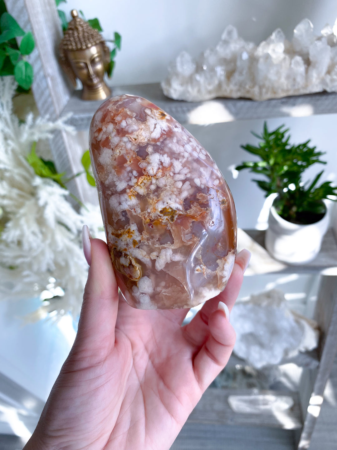Pink, Red Flower Agate Freeform #10