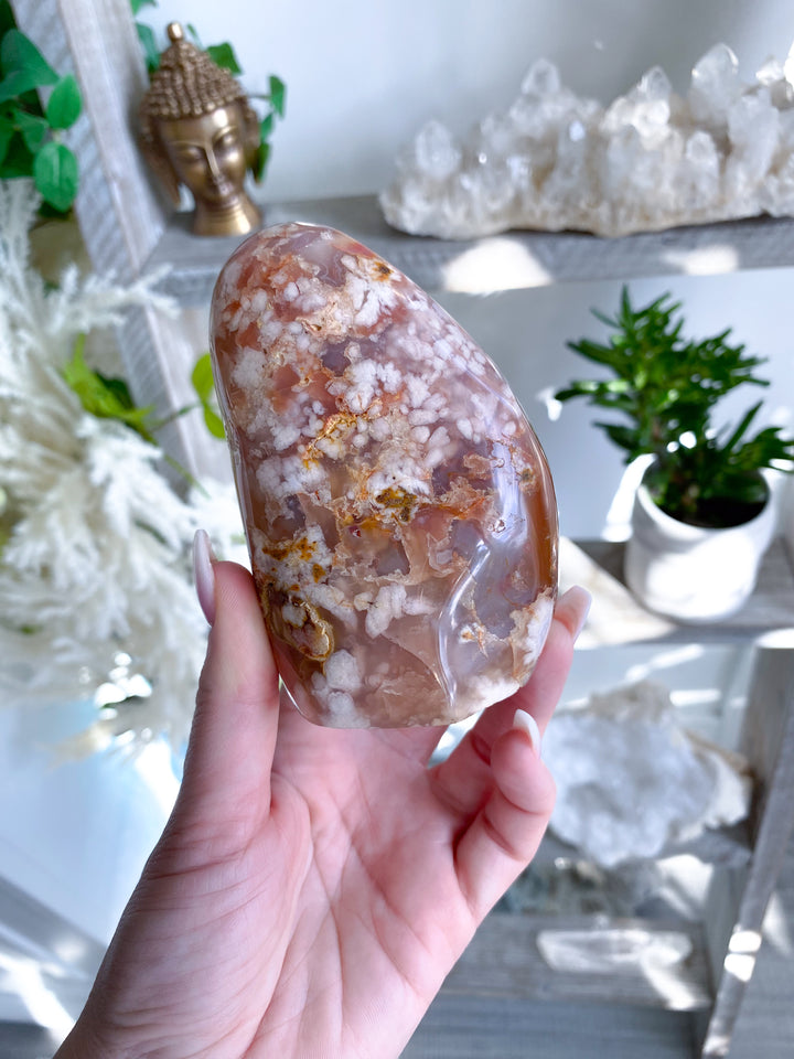 Pink, Red Flower Agate Freeform #10