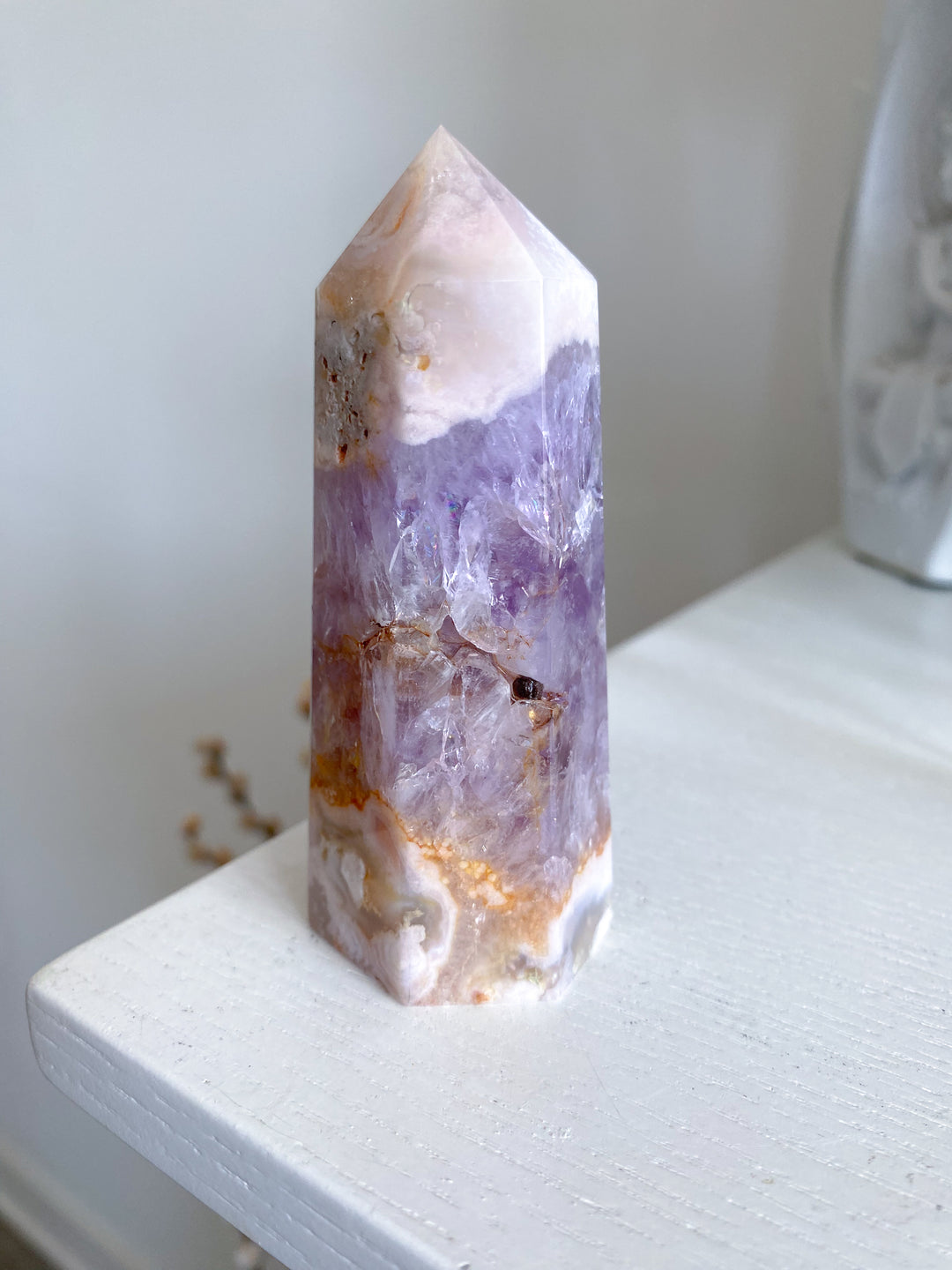 Inclusion Amethyst Flower Agate Tower #1