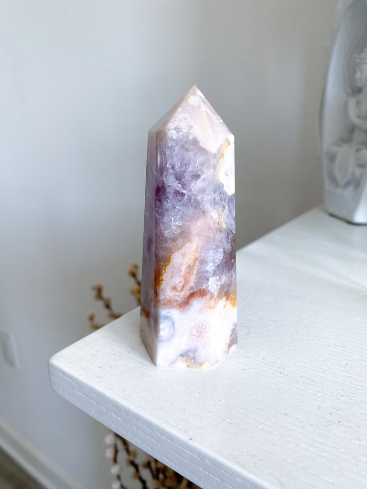 Inclusion Amethyst Flower Agate Tower #1