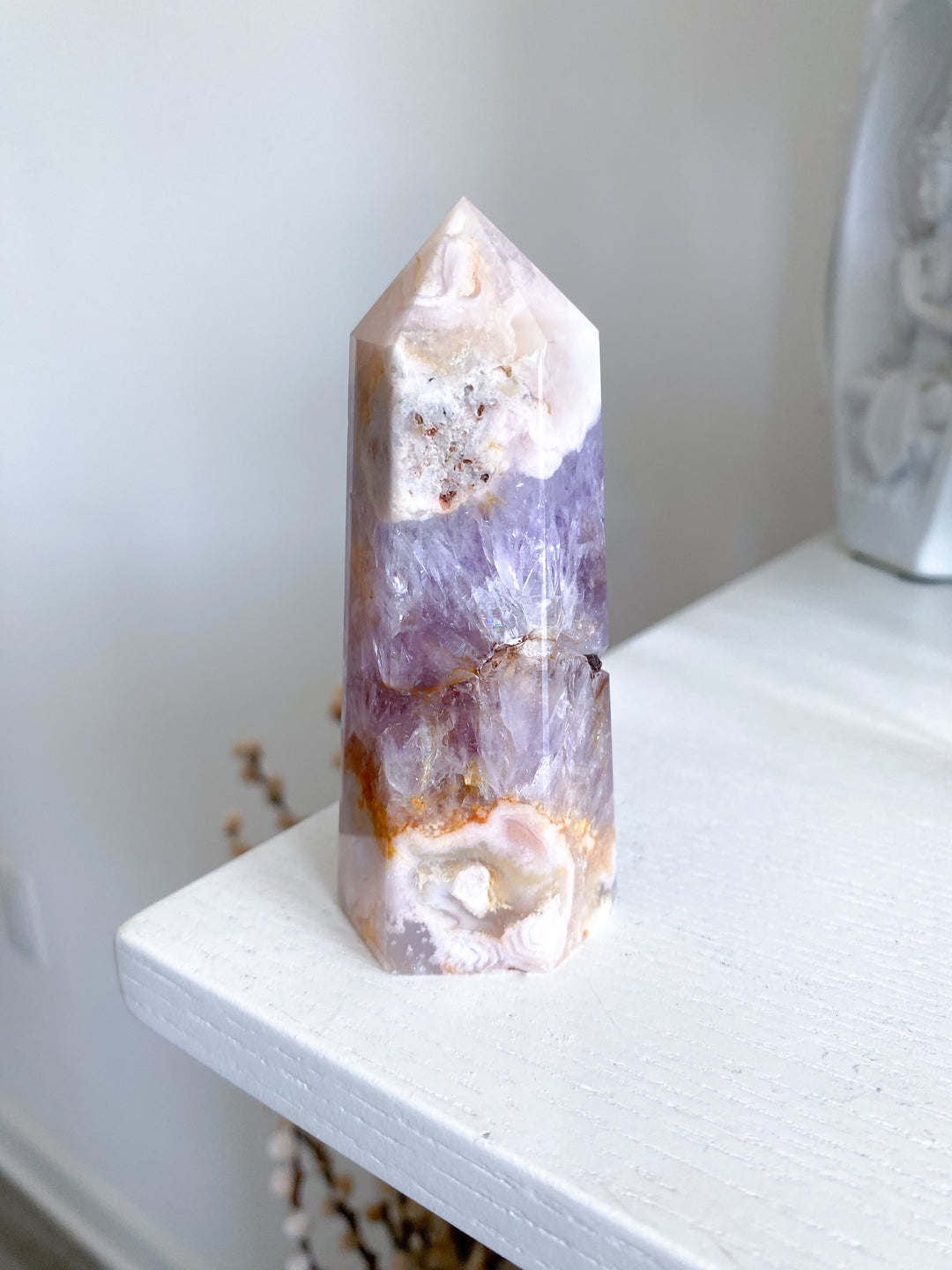 Inclusion Amethyst Flower Agate Tower #1