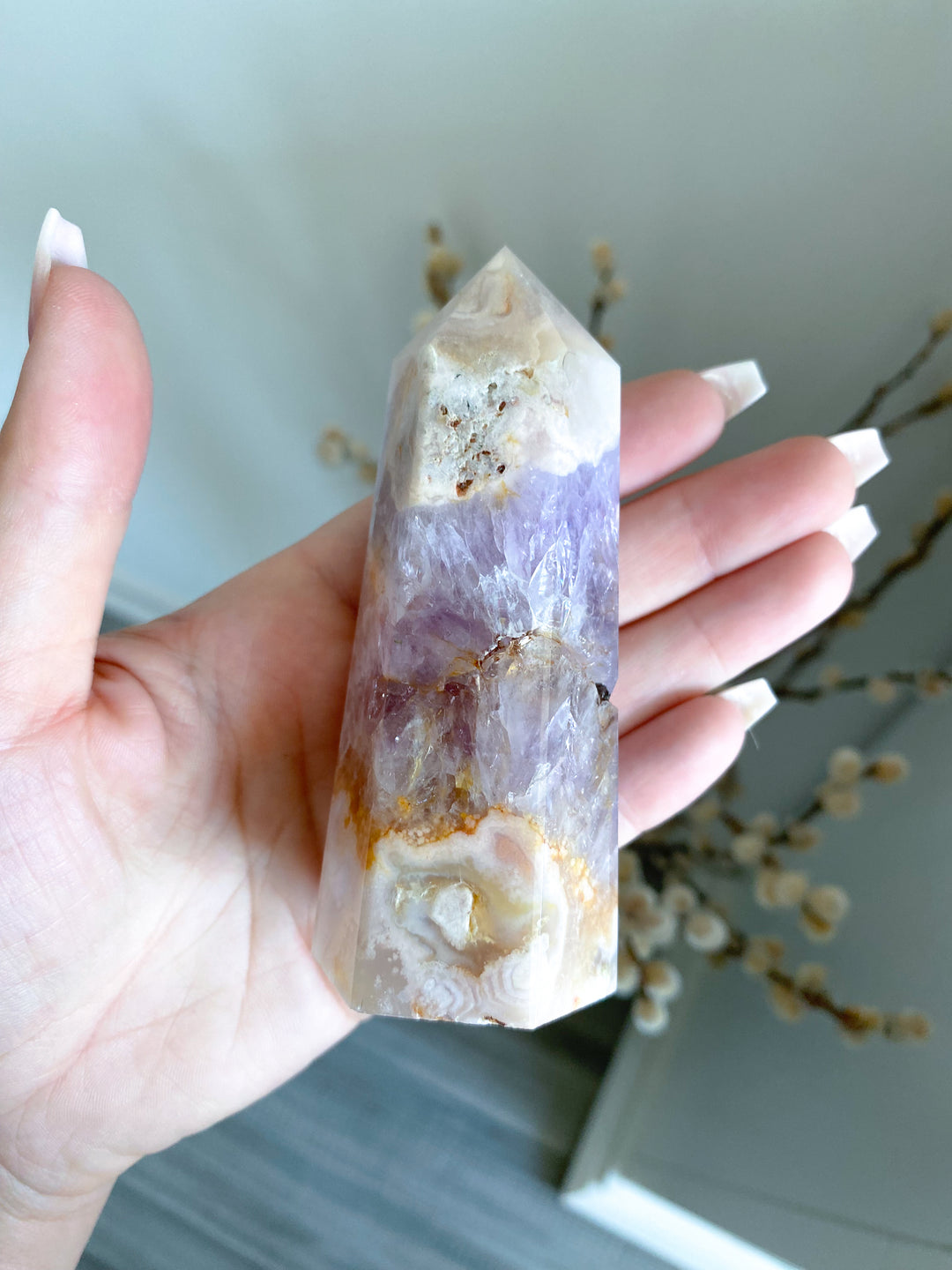 Inclusion Amethyst Flower Agate Tower #1