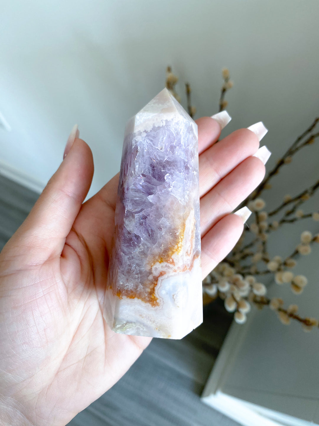 Inclusion Amethyst Flower Agate Tower #1