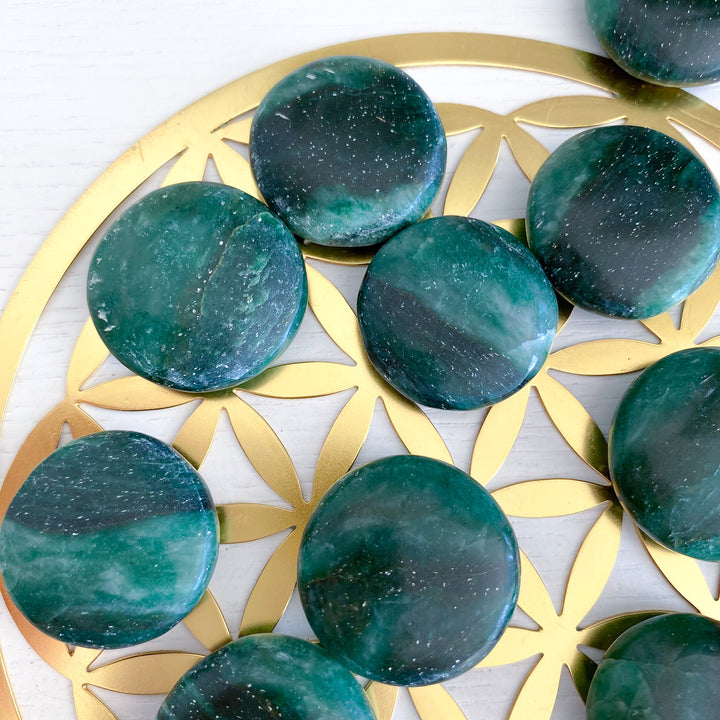 Banded Dark Green Aventurine Coin