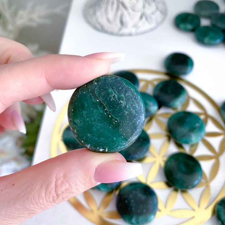 Banded Dark Green Aventurine Coin