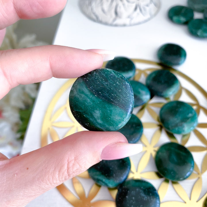 Banded Dark Green Aventurine Coin