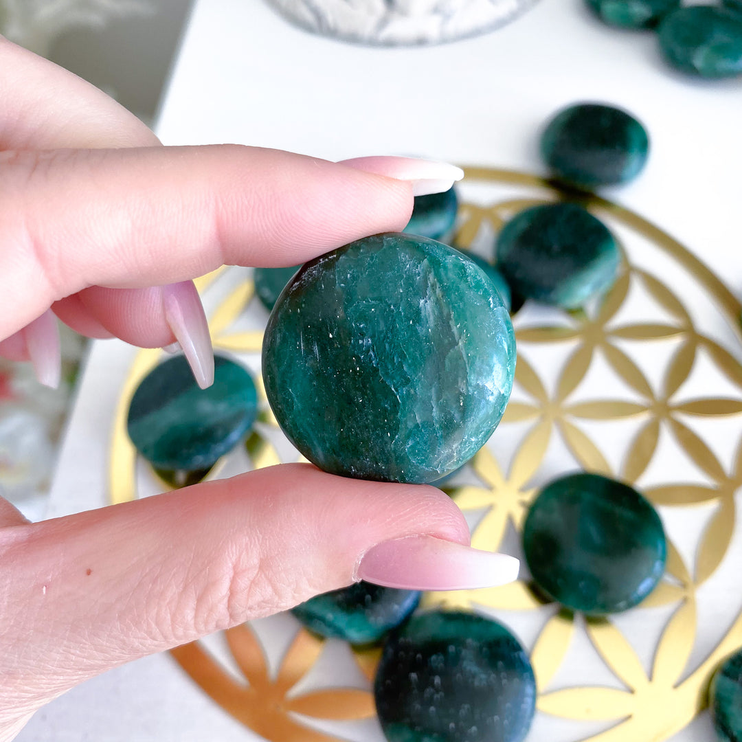 Banded Dark Green Aventurine Coin