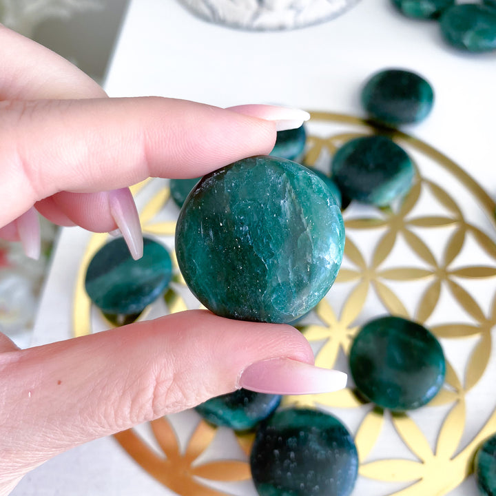 Banded Dark Green Aventurine Coin