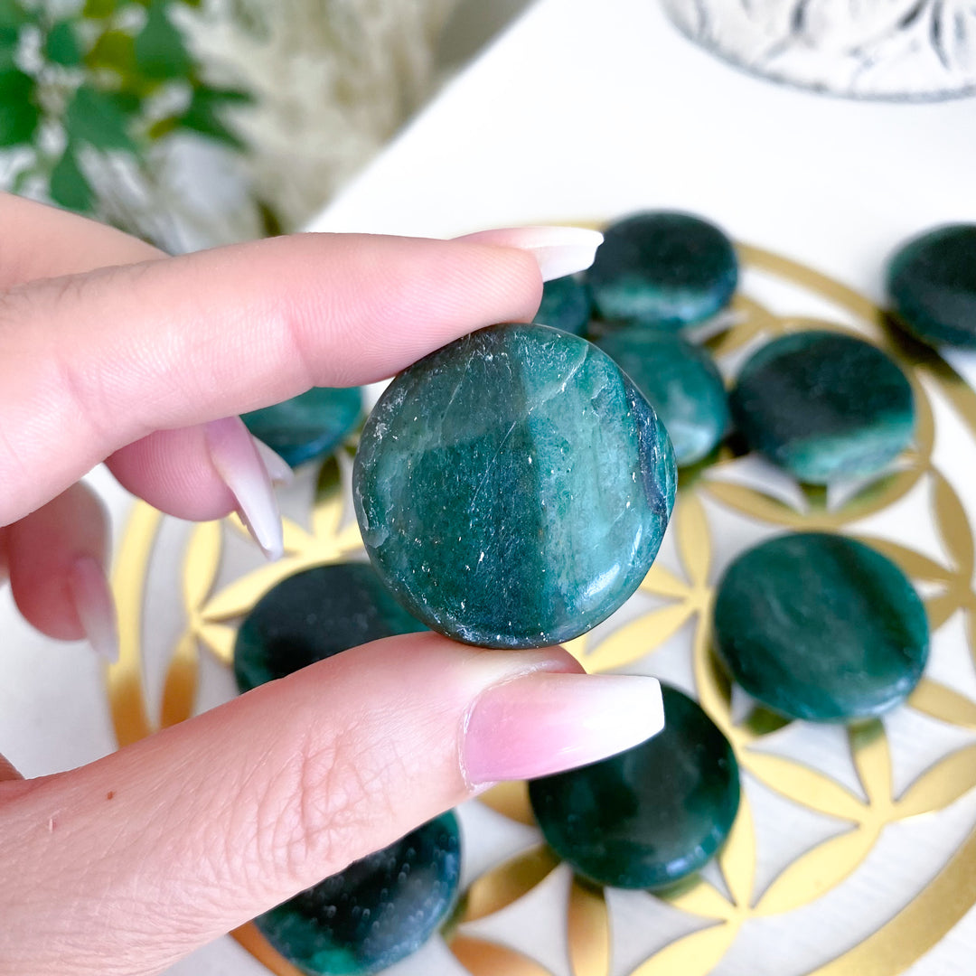 Banded Dark Green Aventurine Coin
