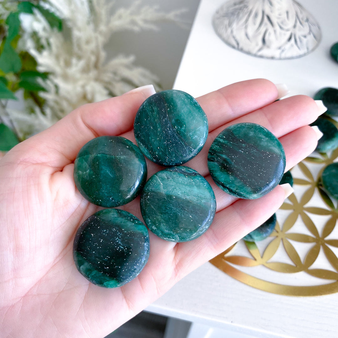Banded Dark Green Aventurine Coin