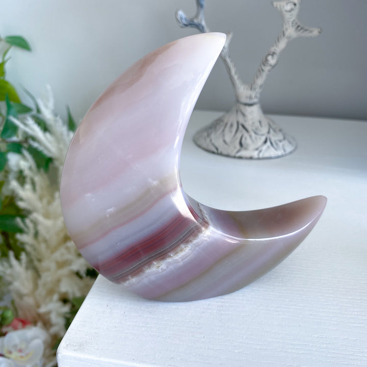 Pink Banded Onyx Standing Moon 