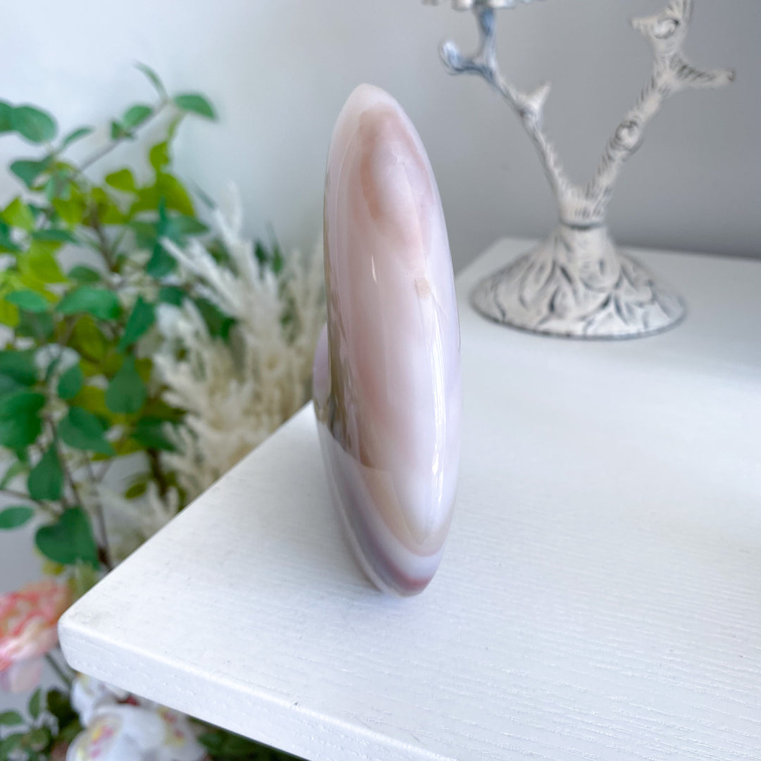 Pink Banded Onyx Standing Moon 