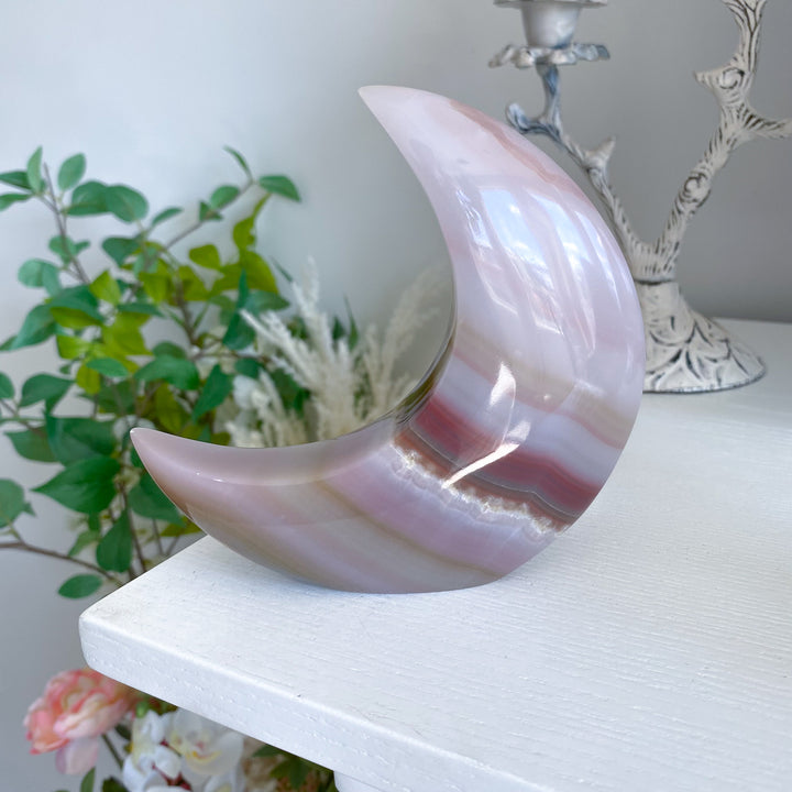 Pink Banded Onyx Standing Moon 