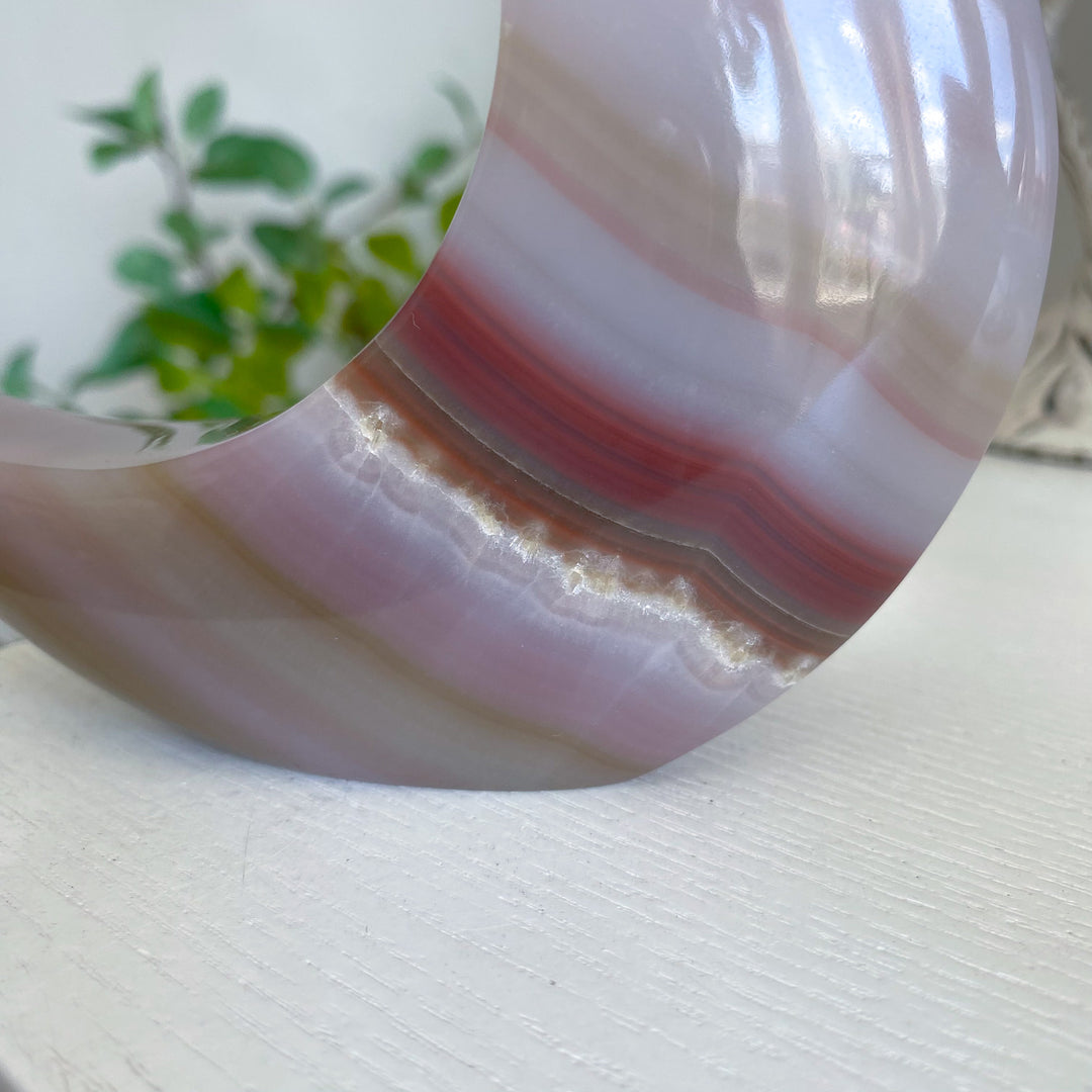 Pink Banded Onyx Standing Moon 