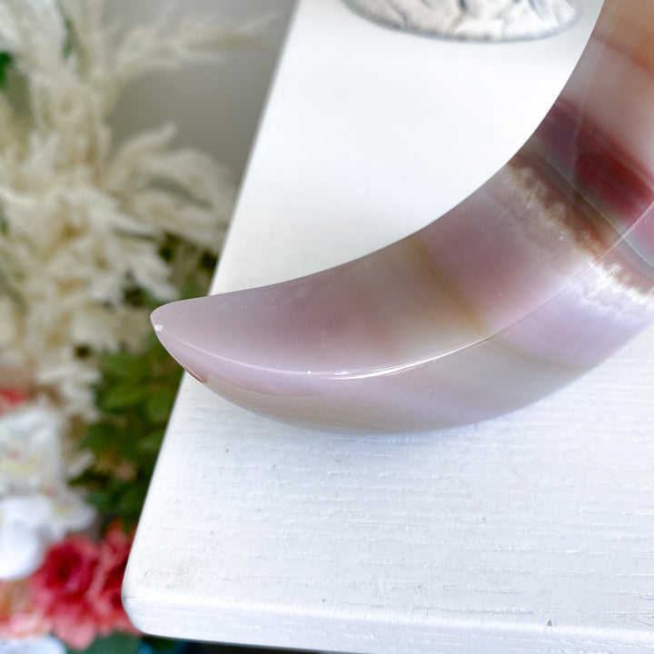 Pink Banded Onyx Standing Moon 