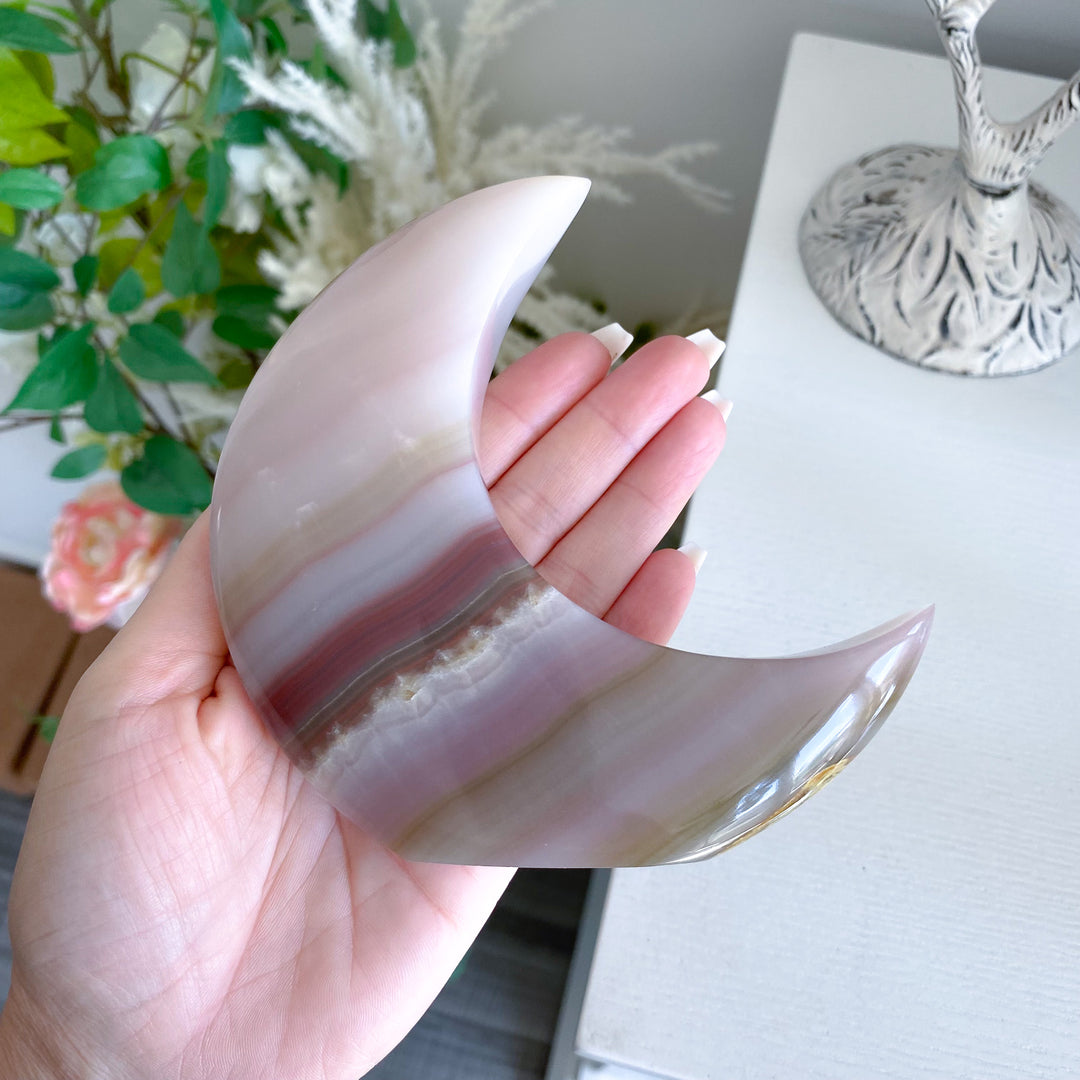 Pink Banded Onyx Standing Moon 