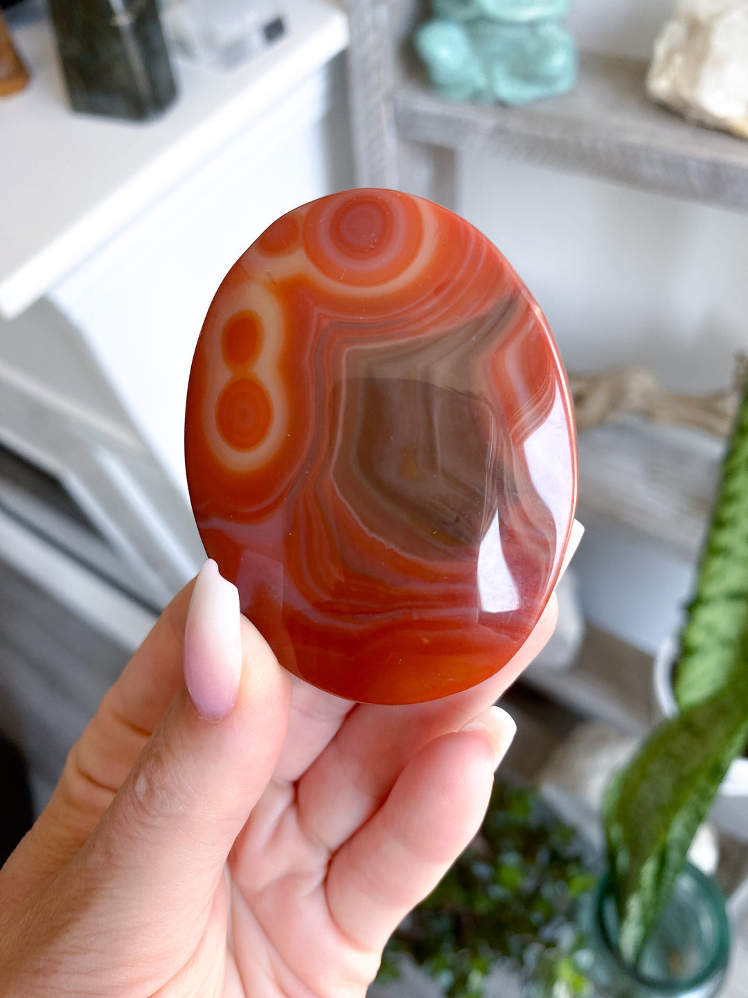 Unique Carnelian Palm Stone