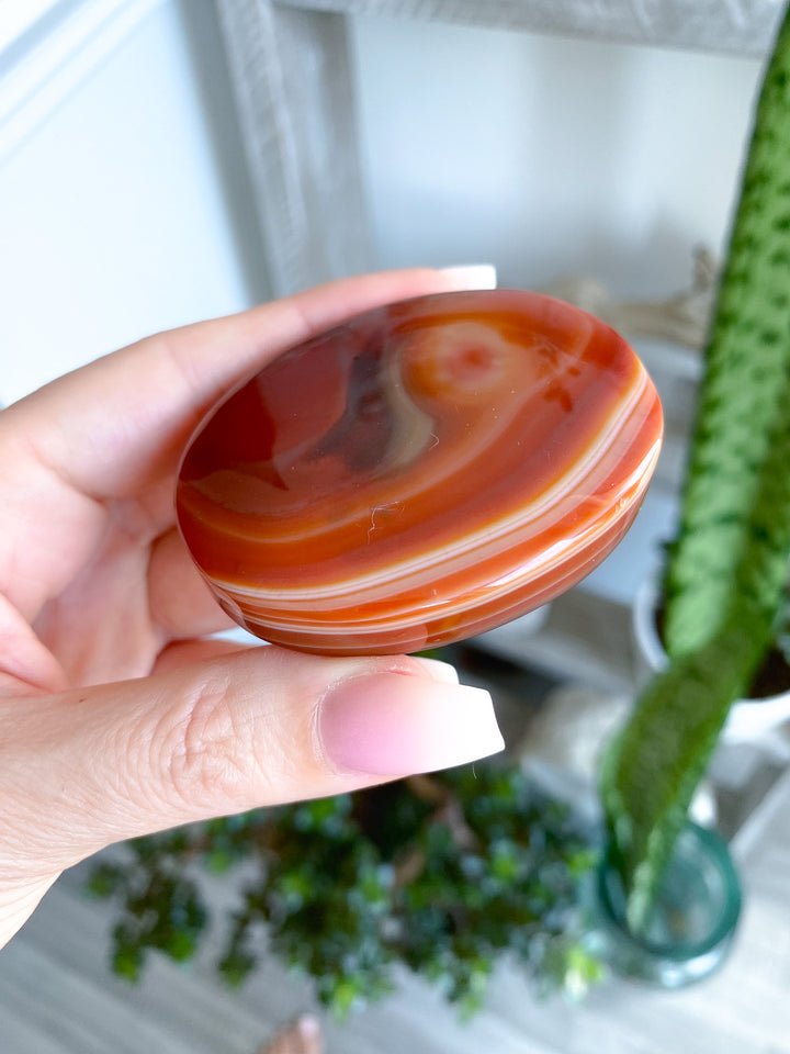 Unique Carnelian Palm Stone