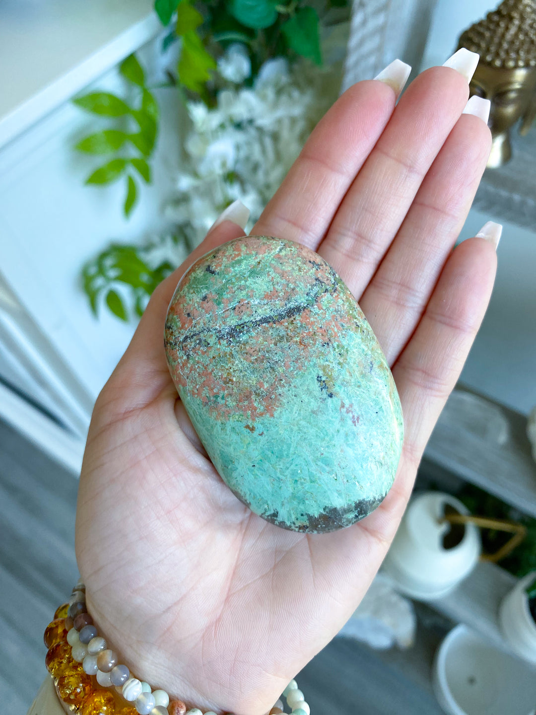 Unique Turquoise Palm Stone #9