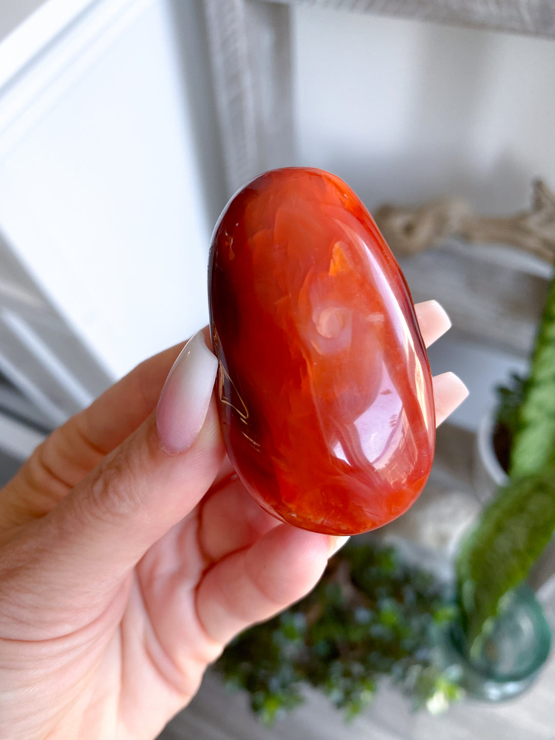 Long Carnelian Palm Stone