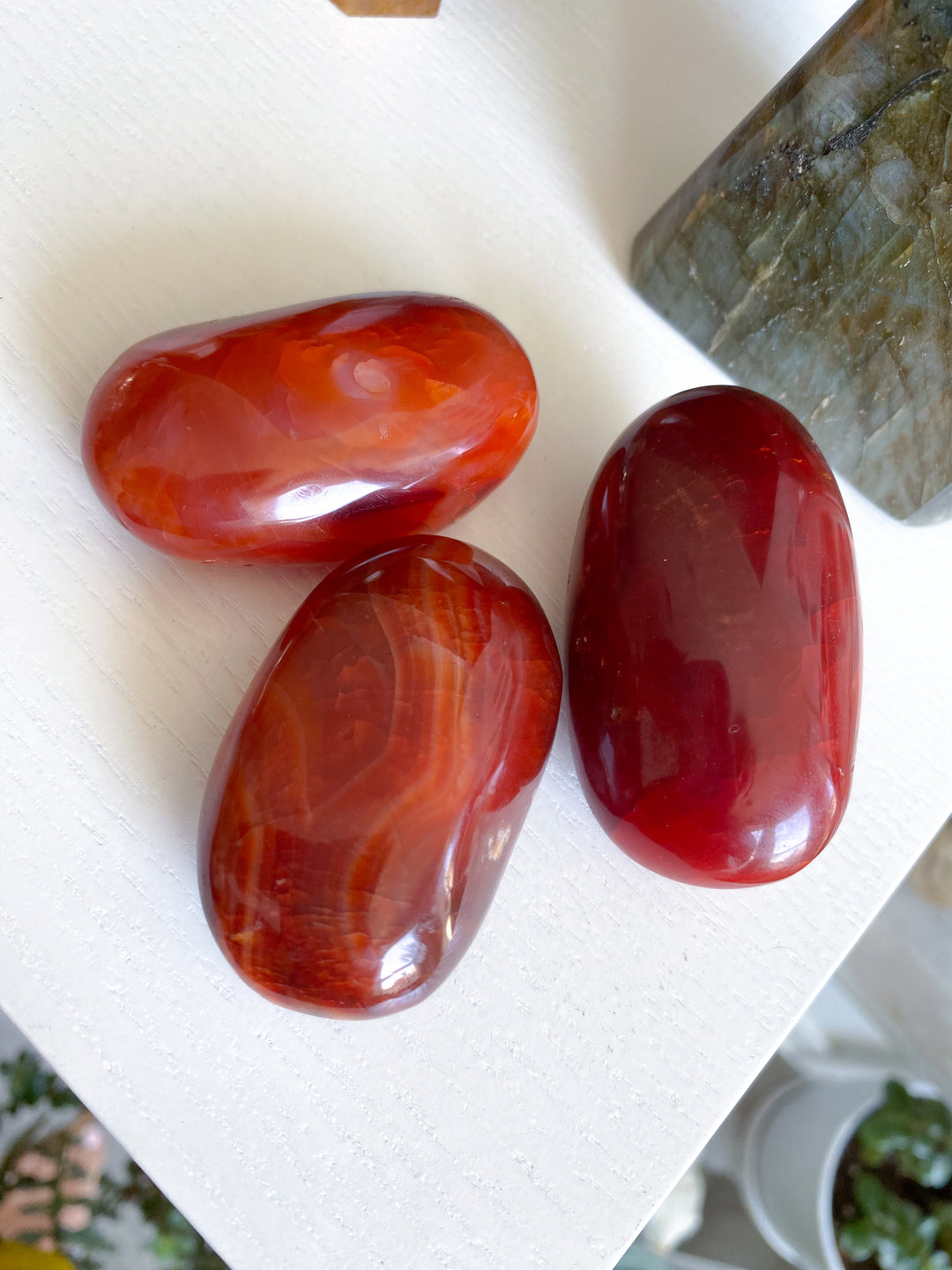 Long Carnelian Palm Stone