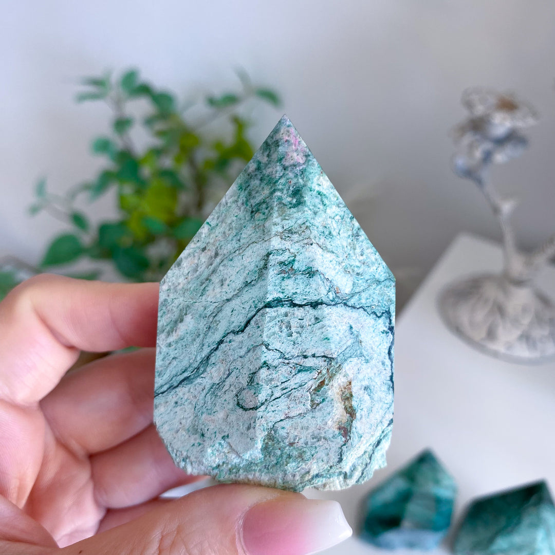 Chalky Green Aventurine Top Polish Point
