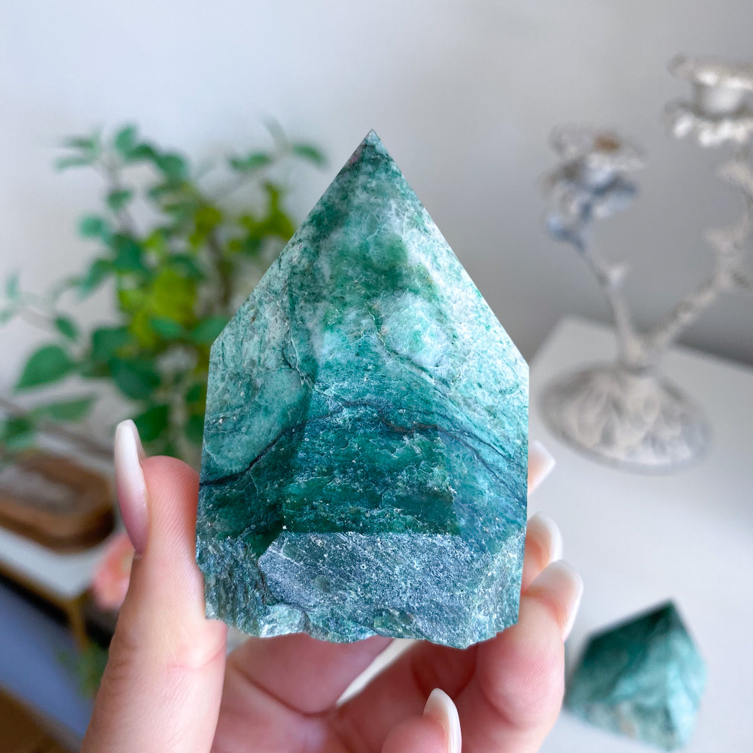 Chalky Green Aventurine Top Polish Point