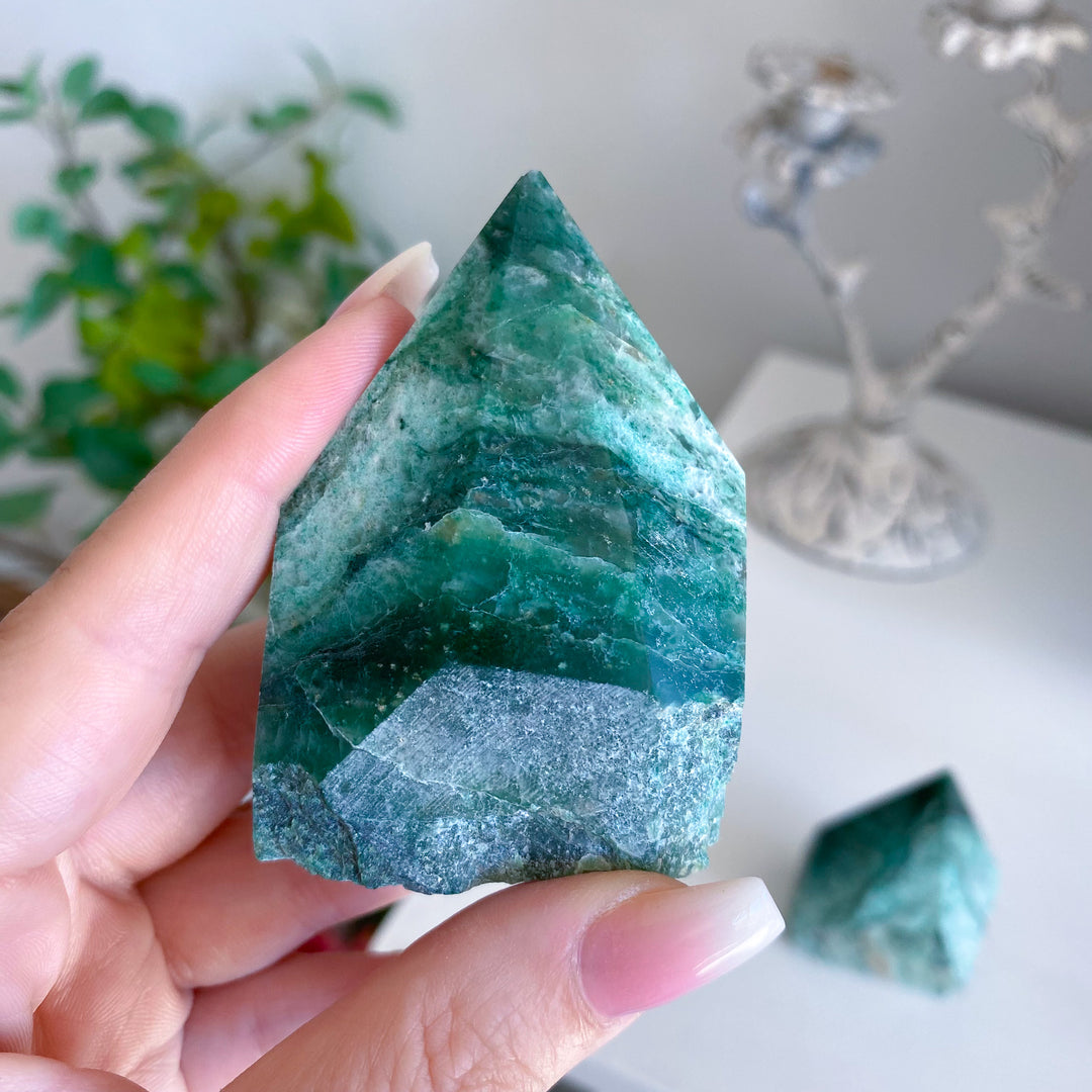 Chalky Green Aventurine Top Polish Point