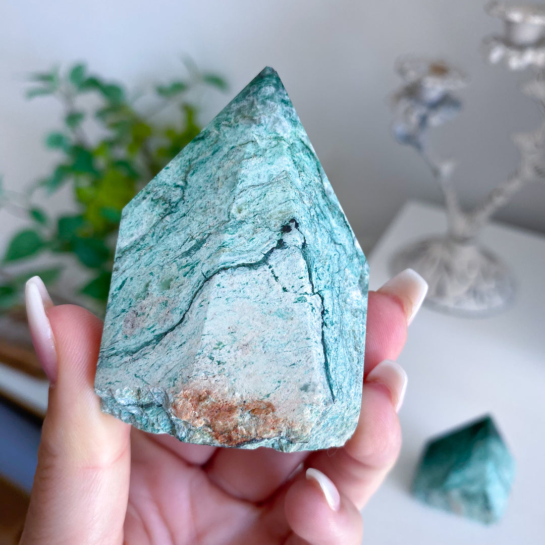Chalky Green Aventurine Top Polish Point