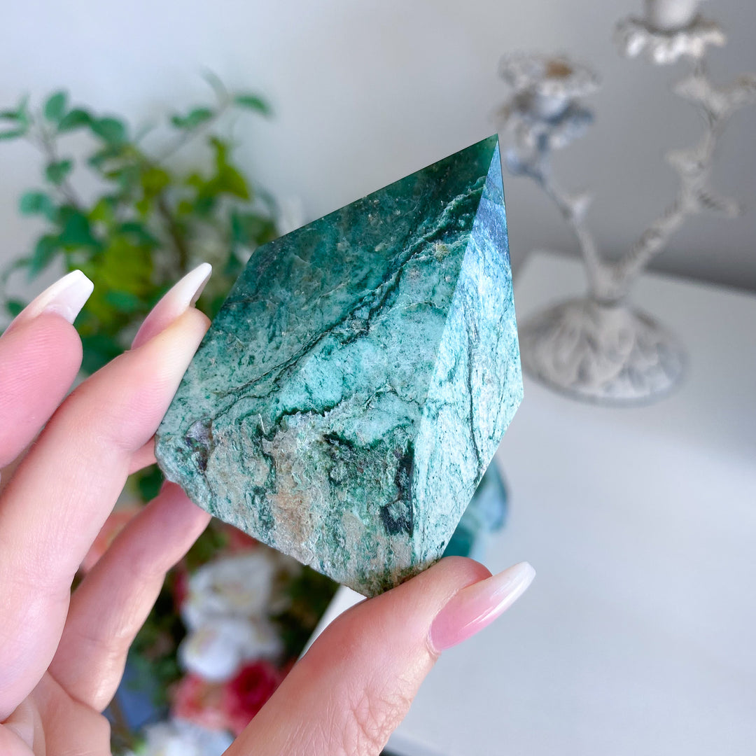 Chalky Green Aventurine Top Polish Point
