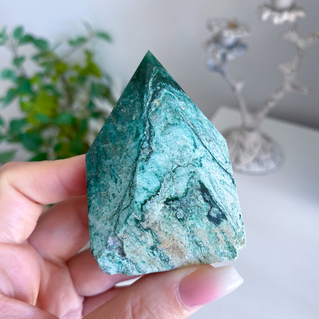 Chalky Green Aventurine Top Polish Point