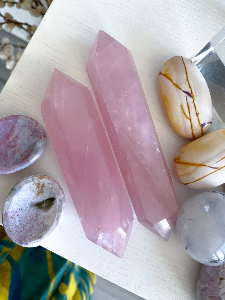 Large Double Terminated Rose Quartz Wand - Imperfect