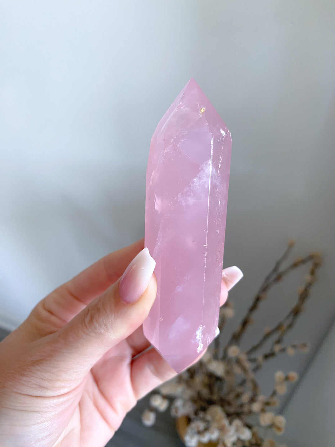 Large Double Terminated Rose Quartz Wand - Imperfect