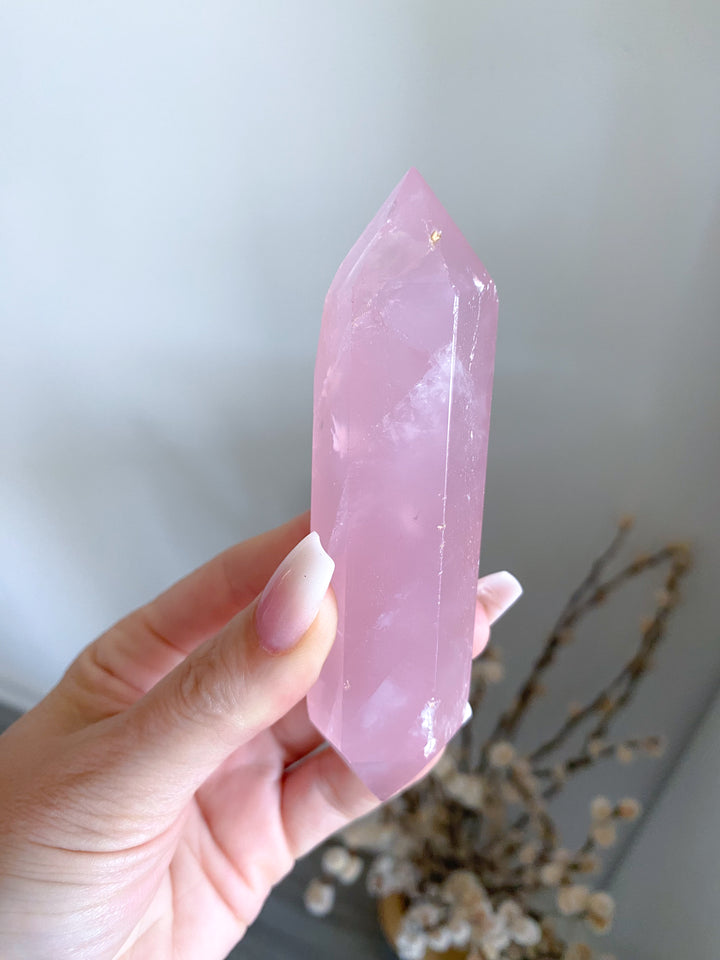 Large Double Terminated Rose Quartz Wand - Imperfect