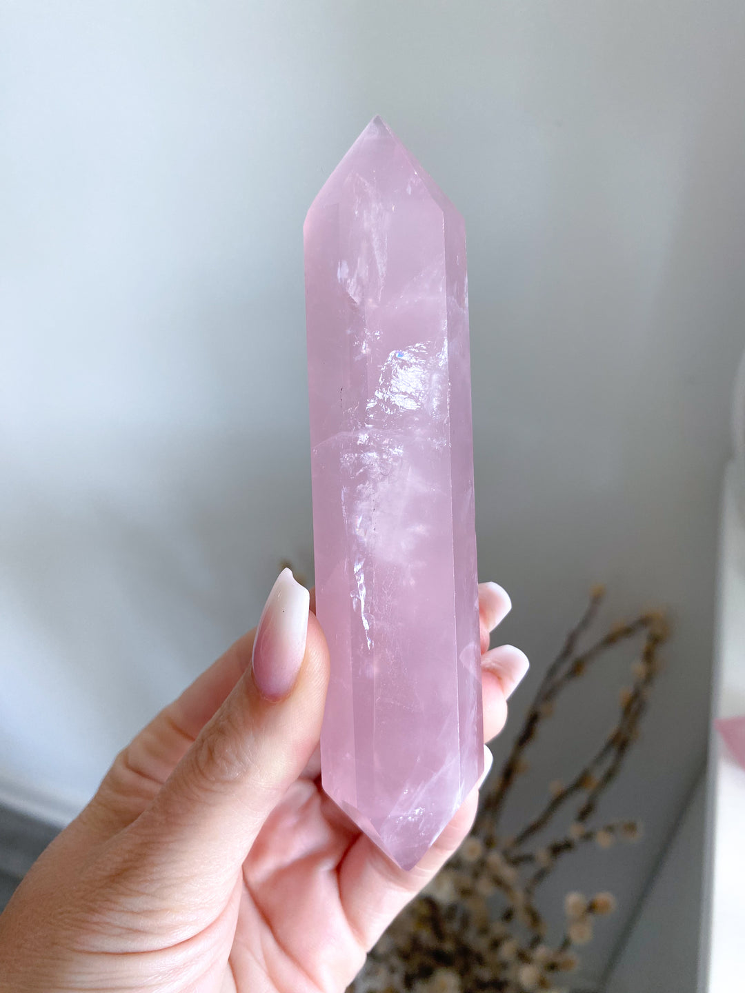 Large Double Terminated Rose Quartz Wand - Imperfect
