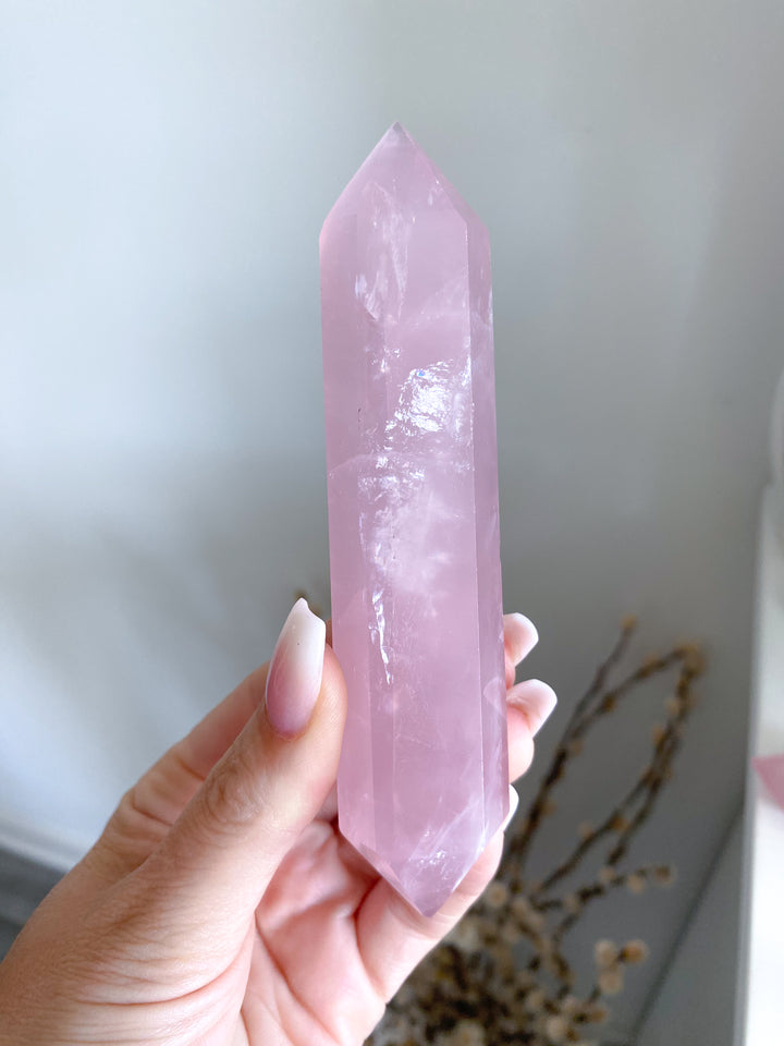 Large Double Terminated Rose Quartz Wand - Imperfect