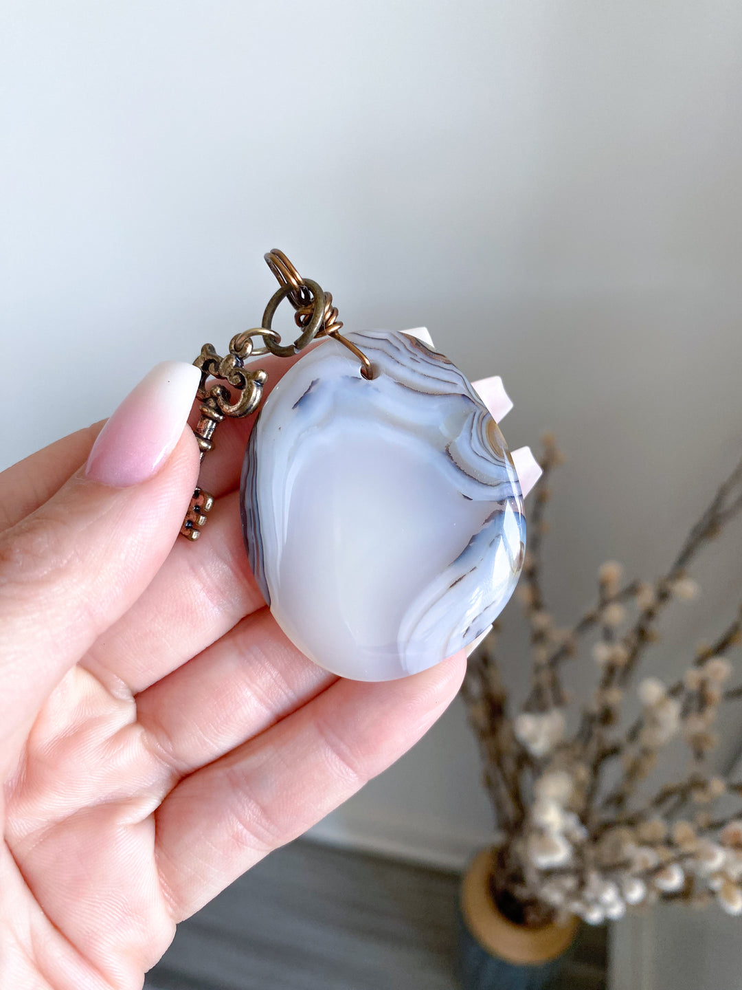 Botswana Agate Pendant - Vintage
