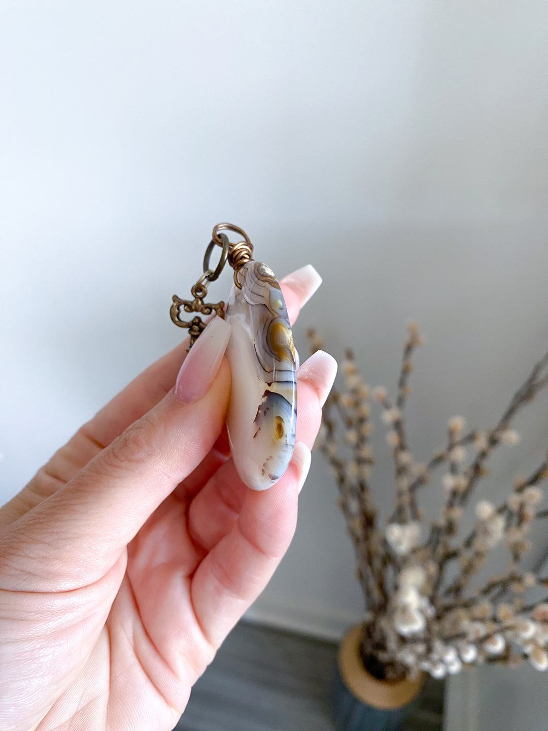 Botswana Agate Pendant - Vintage