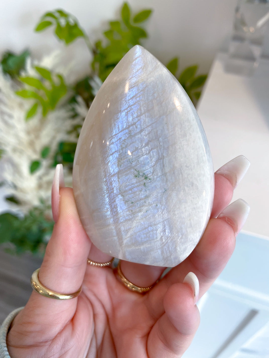 Blue Flash Moonstone Moon Freestand - Get Exact Item - Russian Moonstone -  Belomorite - Goddess Energy- Safety - Hope - Happiness - Fresh Start (Copy)