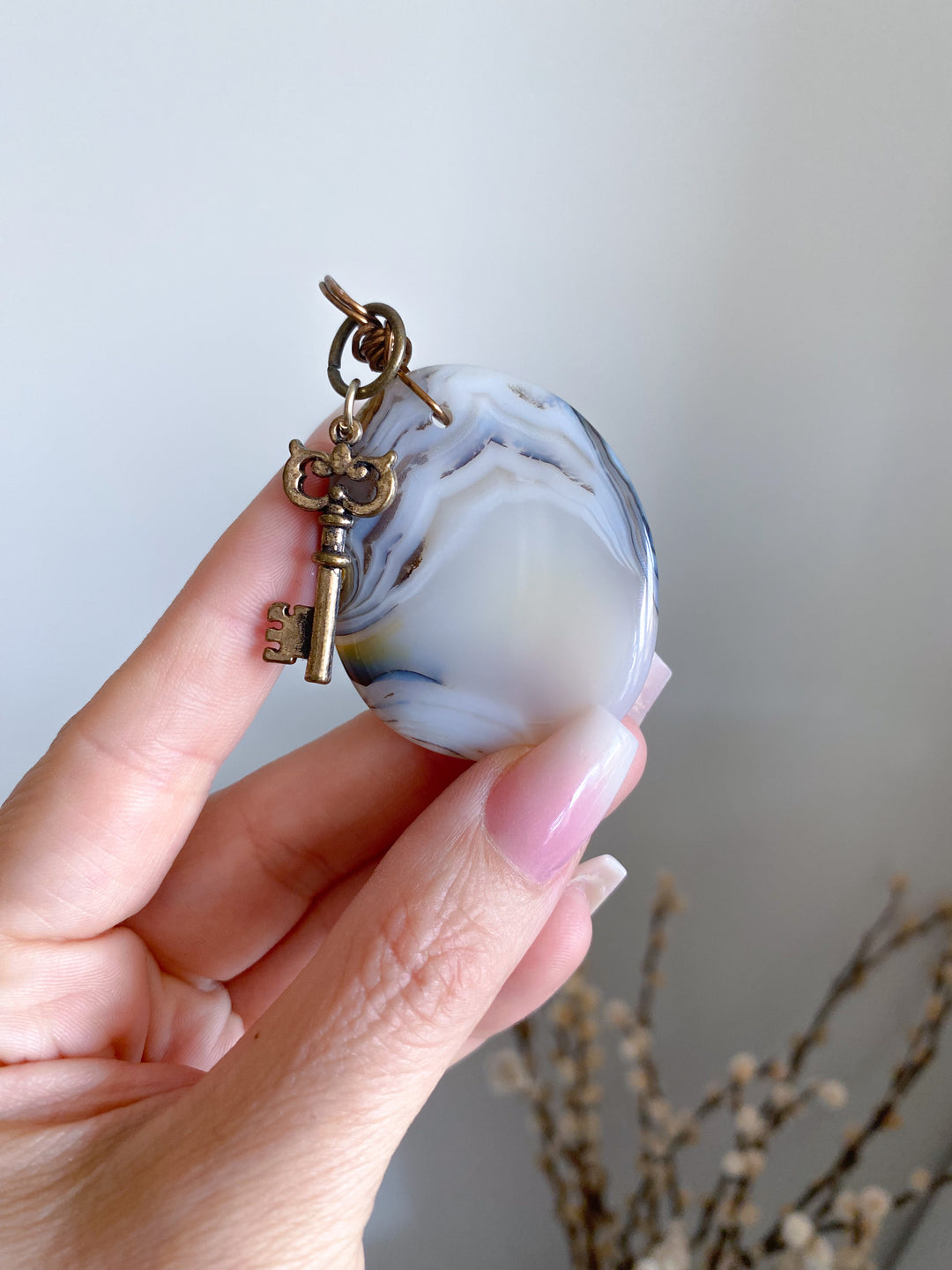 Botswana Agate Pendant - Vintage