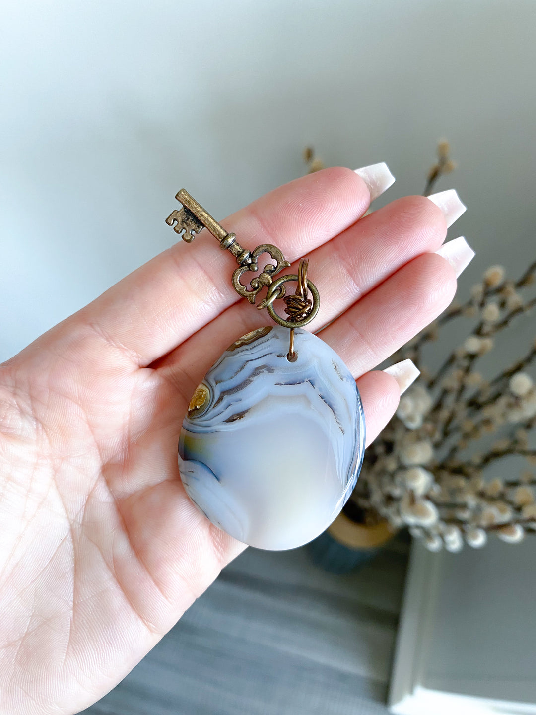 Botswana Agate Pendant - Vintage