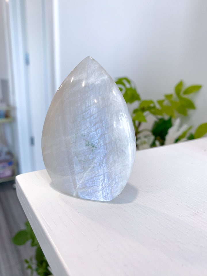 Blue Flash Moonstone Moon Freestand - Get Exact Item - Russian Moonstone -  Belomorite - Goddess Energy- Safety - Hope - Happiness - Fresh Start (Copy)